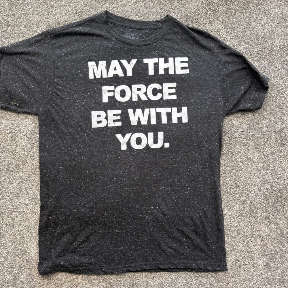 Star Wars Mens May The Force Be With You Graphic T-Shirt Gray Large